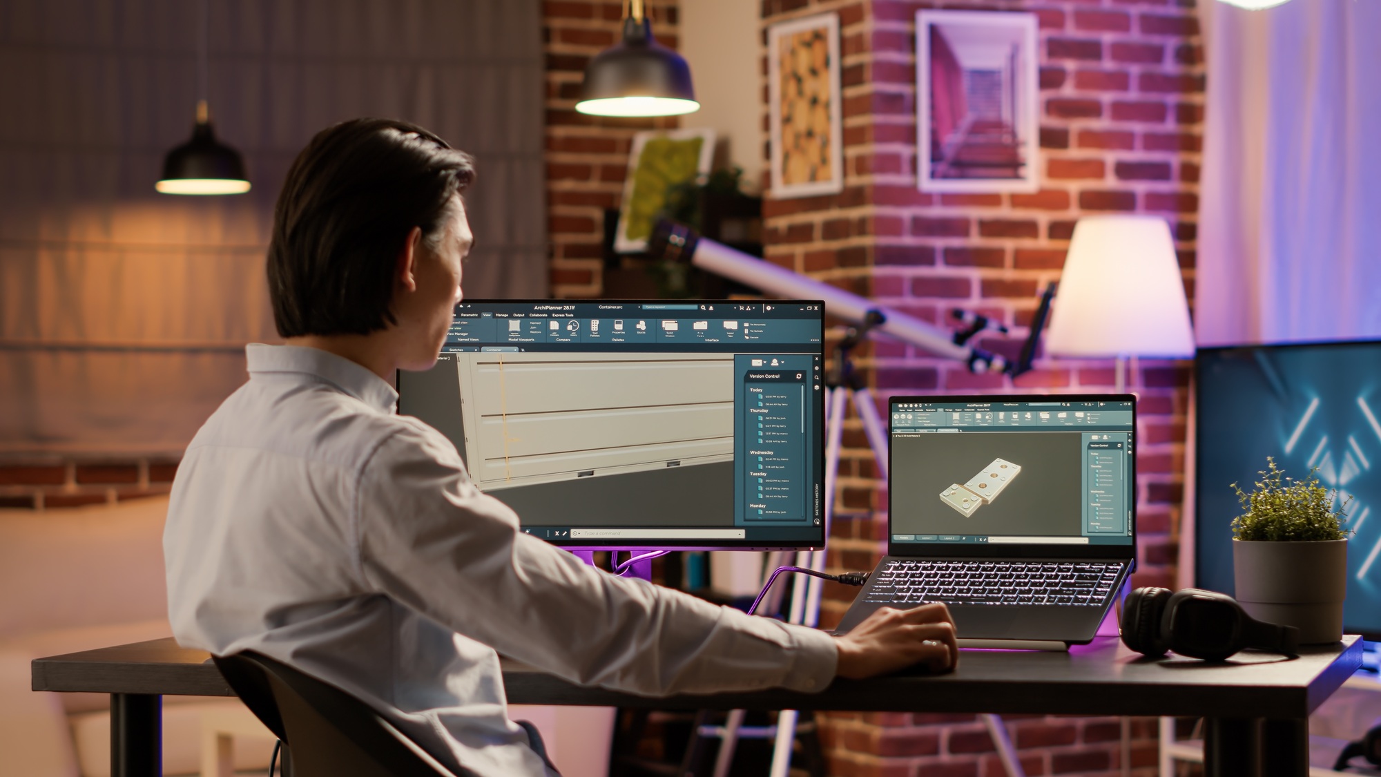 Male engineer working on industrial machinery development